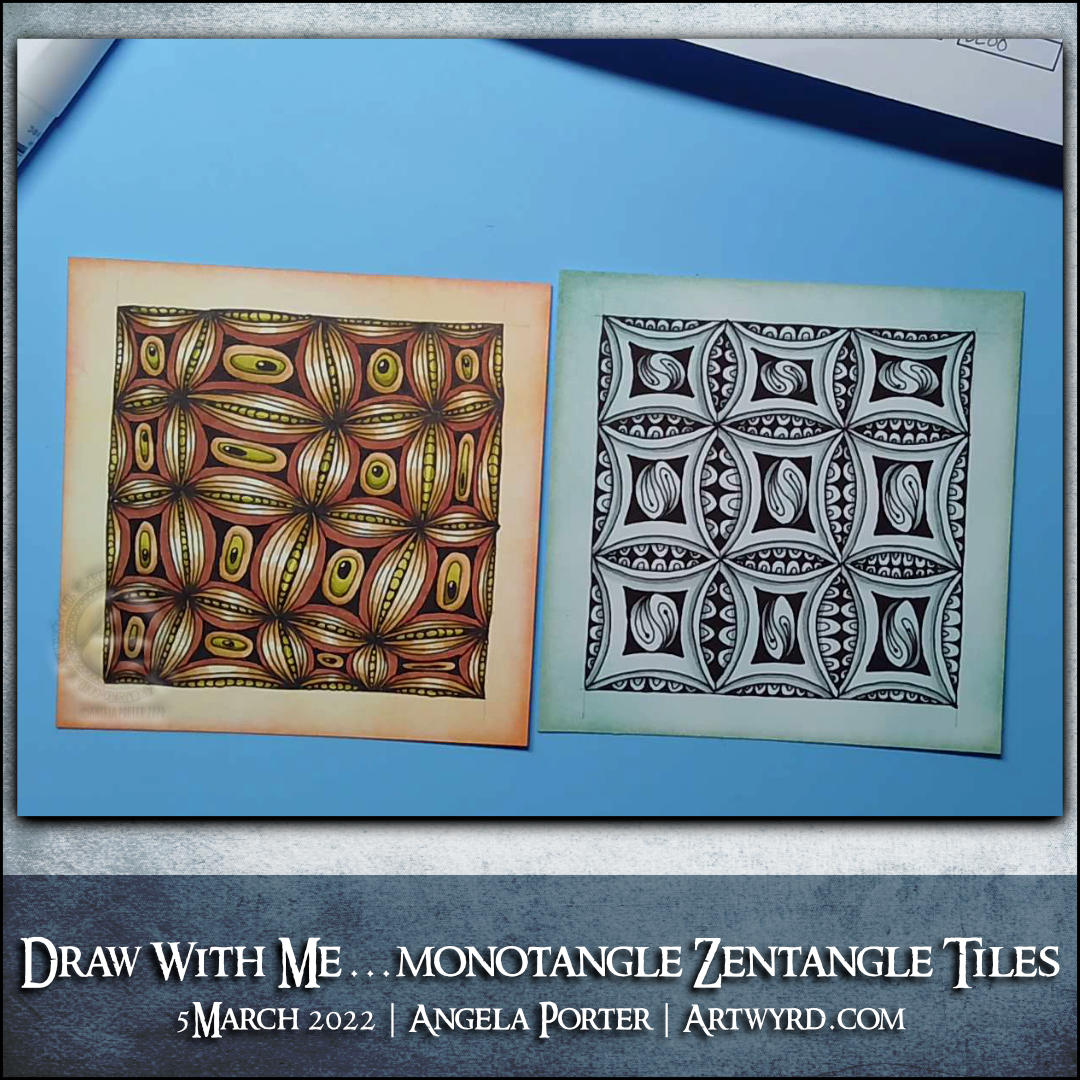 Draw With Me – Zentangle Monotangle Tiles – Angela Porter